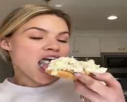 Witney Carson eating non vegetarian food